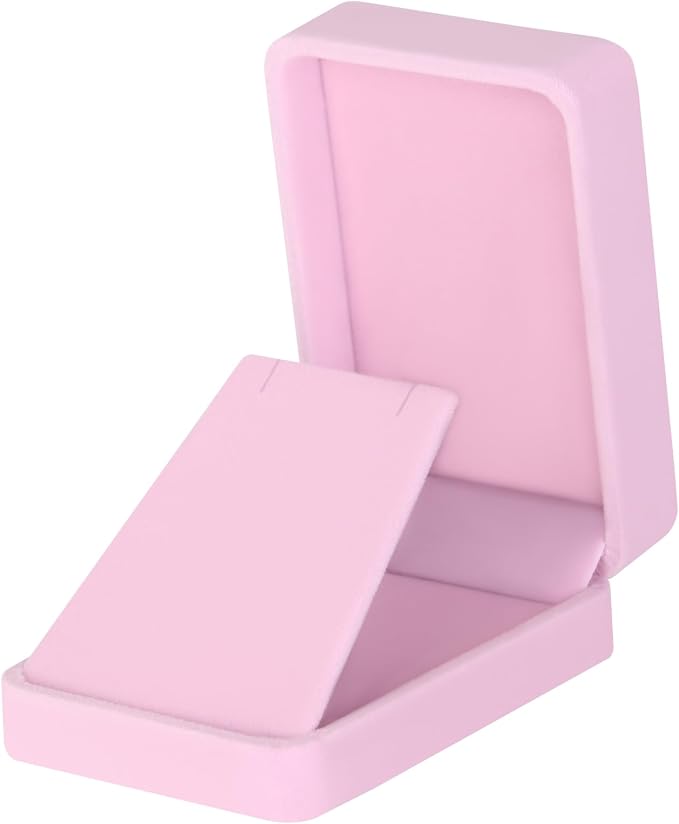 LETURE 2 Pieces Velvet Jewelry Gift Boxes for Necklace Pendant Earring Bracelet, Small Jewelry Storage Display Case for Christmas Wedding Engagement Birthday Anniversary (Pink) - Image 3