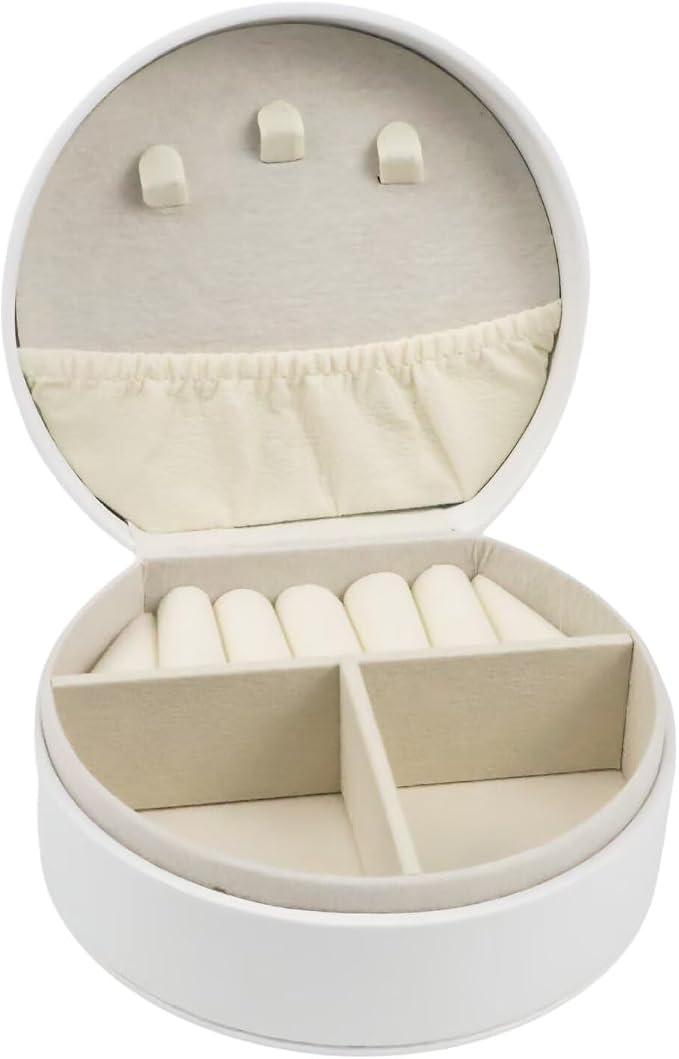 Travel Jewelry Case,Personalized Jewelry Box,Elegant Half-Moon Design with Personalized Golden Initial Case,Personalized Gifts for Women,Jewelry organizer;Personalized Gifts for Women or Friends(V) - Image 3