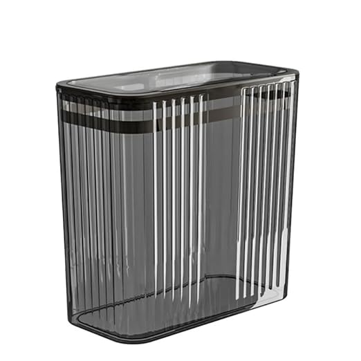 Transparent Trash Can, Bathroom Trash Cans with Lids, 3.5 Gallon Garbage Can for Bedroom, Office, Plastic Slim Waste Basket with Press Top Lid, 15L Clear Trash Bin for Home, Kitchen (Gray) by Lingerlanden