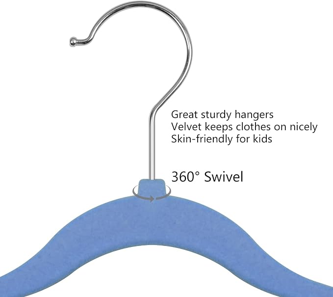 GoodtoU Velvet Baby Hangers Kids Hangers for Closet Infant Childrens Hanger Kids Clothes Hanger - Blue - Image 4