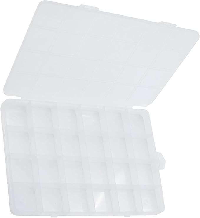 Yansanido 24 Grids Jewelry Organizer, 7.5 In x 5.2 In Fixed Clear Plastic Storage Box Earring Tool Small Items Containers (1) by Yansanido
