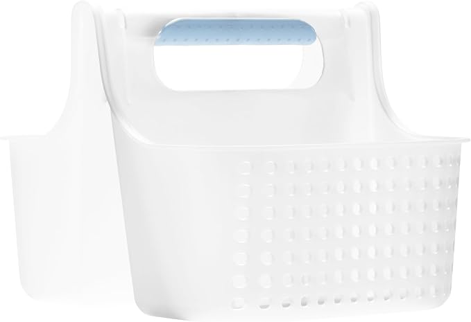 madesmart Portable Shower Caddy, Hold Soap, Shampoo, Hair Supplies and Beauty Products, Cleaning Supplies Organizer for Home, Dorm, Plastic Shower Tote, Soft Handle, Blue - Image 4