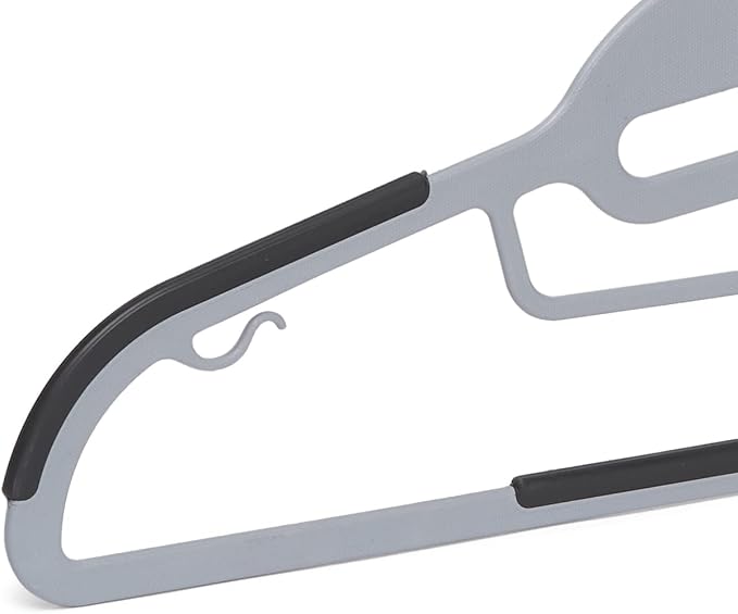 Amazon Basics Space Saving Non-Slip Rubber Coated Plastic Hangers with 360° Swivel Hook, Thin, Gray, Pack of 50 - Image 4