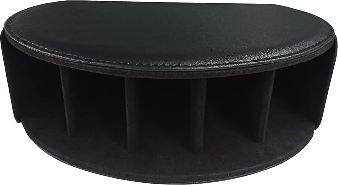 Leather Remote Control Holder with 5 Compartments TV Remote Caddy Storage Box/Tray,Desktop Organizer Store Controller,Glasses,Brush,Media Player,Pen,Space Saver for Bedside Table/Office Desk(Black) - Image 2