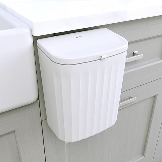 Glad Roomate Under Counter Waste Bin | Space Saving Small Trash Can for Kitchen Cabinet, Bathroom or Office | Dual Lid for Ease of Opening, 9 Liter, White by GladTrashFoodStorage