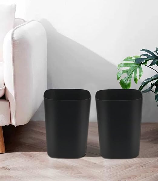 Besli 2 Gallon Small Trash Can Garbage Can Wastebasket for Bathroom Bedroom Kitchen Office (Black, 2 Pack) - Image 3