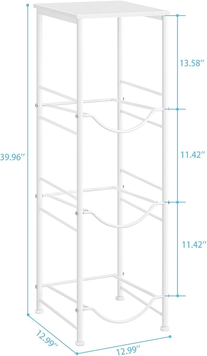 OYEAL 5 Gallon Water Bottle Jug Holder 3-Tier Water Bottle Holder Organizer with Top Shelf, Heavy Duty Water Dispenser Stand Rack for Kitchen Living Room Office, White - Image 2