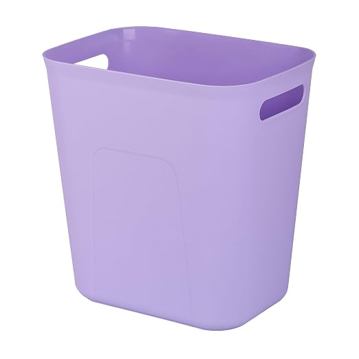 UUJOLY Plastic Small Trash Can Wastebasket, Garbage Container Basket for Bathrooms, Laundry Room, Kitchens, Offices, Kids Rooms, Dorms, 3.5 Gallon, Purple by UUJOLY