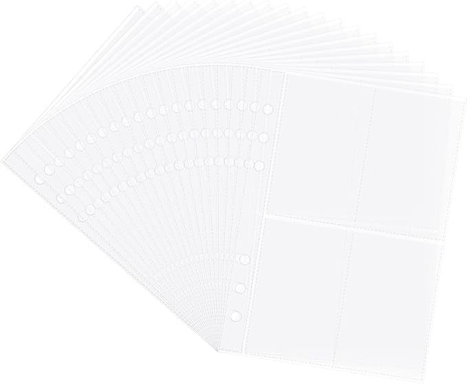 Clear Double-Sided Refill Inner Pages for Transparent Jewelry Storage Book 6 Ring Binder, 20 Sheets 160 Pockets by LingLingo