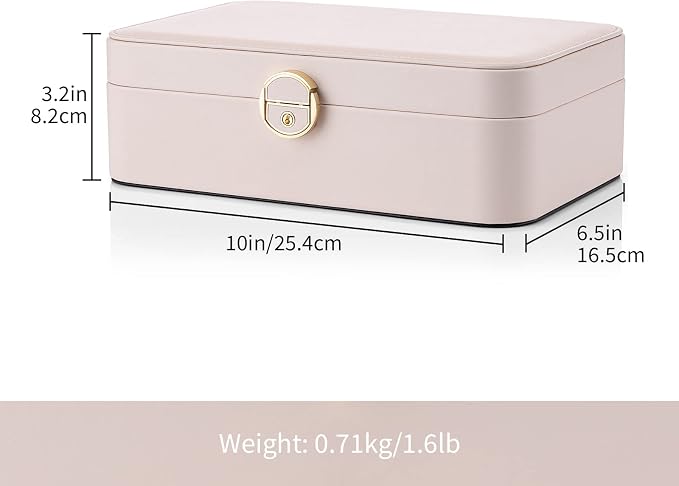 Vlando 2-Layer Jewelry Box,Valentines Day Gifts for Her Jewelry Organizer for Women Removable Jewelry Tray for Earrings Necklace,Gift Ideas,Birthday Graduation Gifts Apricot Pink - Image 4