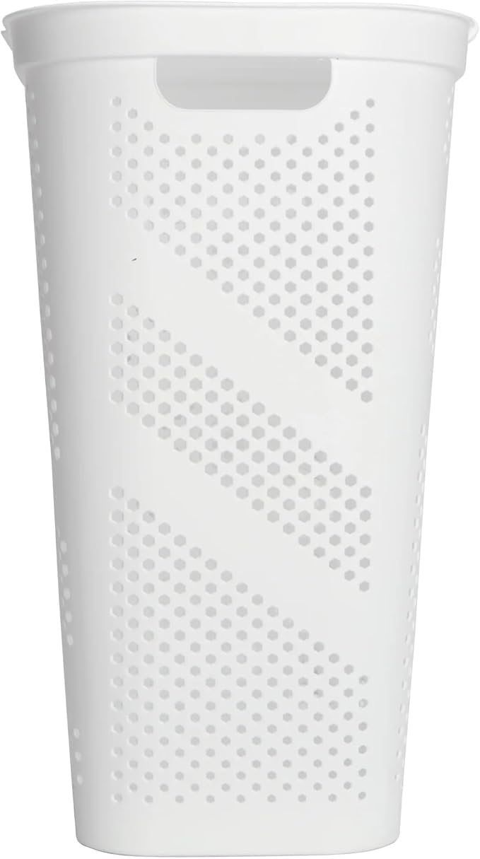 24" Plastic Hinged-Lid Rectangle Laundry Hamper, All Ages, White - Image 4