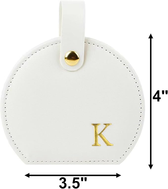 Travel Jewelry Case,Personalized Jewelry Box,Elegant Half-Moon Design with Personalized Golden Initial Case,Personalized Gifts for Women,Jewelry organizer;Personalized Gifts for Women or Friends(K) - Image 2