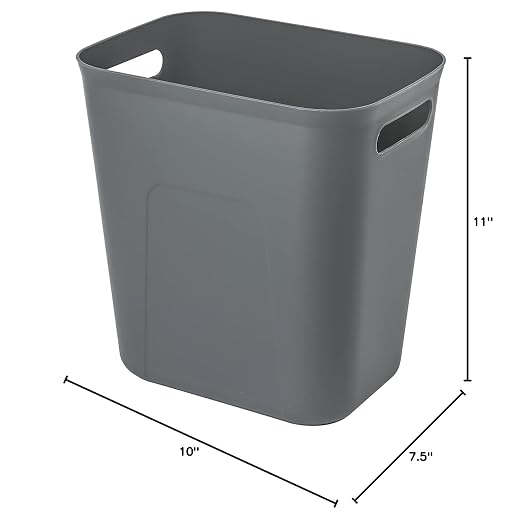 UUJOLY Plastic Small Trash Can Wastebasket, Garbage Container Basket for Bathrooms, Laundry Room, Kitchens, Offices, Kids Rooms, Dorms, 3.5 Gallon (Dark Grey) - Image 3