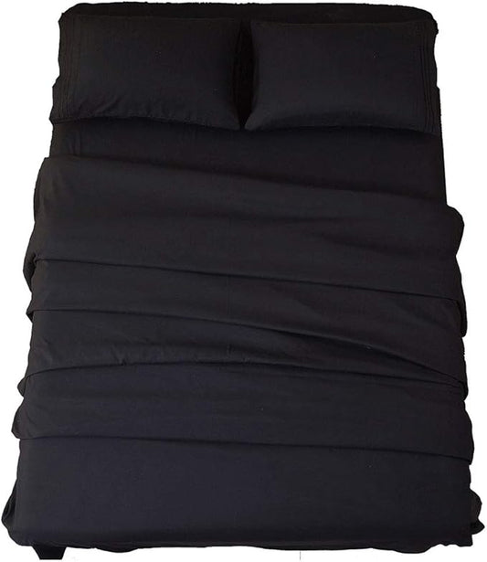 SONORO KATE Bed Sheet Set Super Soft Microfiber 1800 Thread Count Luxury Egyptian Sheets 18-Inch Deep Pocket Wrinkle and Hypoallergenic-4 Piece(Full Black)