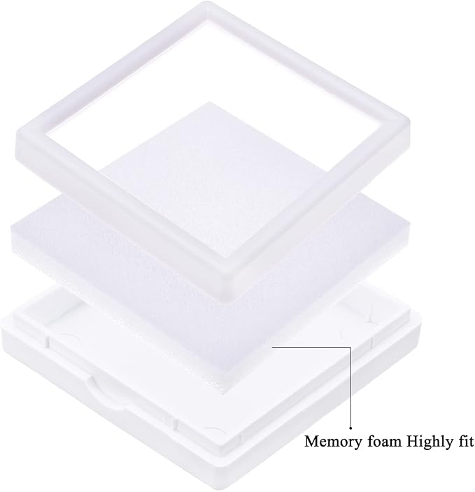 BENECREAT 6Pcs White Gemstone Display Box with Sponge Cushion Gift Boxes Clear Window Box for Jewelry, Diamond Gift Packing（2.8"x2.8"x0.8"） - Image 4