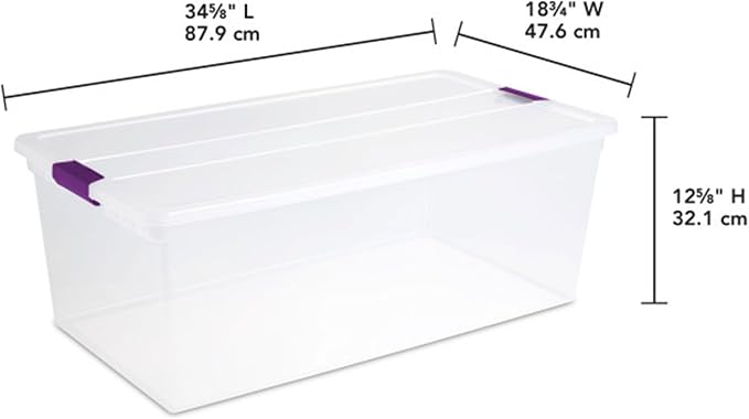Sterilite 12-Pack 110 Quart ClearView Latch Box, Stackable Organizer Bins with Latching Lids - Clear Plastic Organization Containers for Closet, Bedroom, Shelving Units and Everyday Home Storage - Image 2