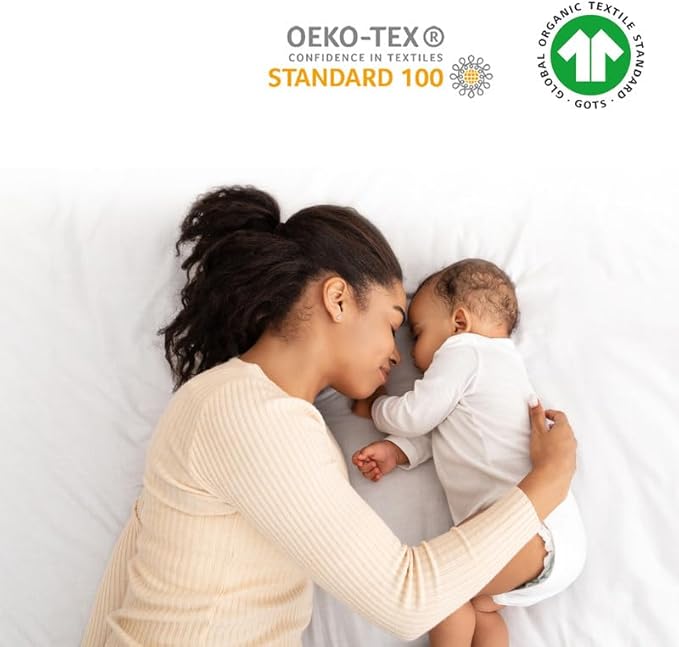 Sleep & Beyond 100% Organic Cotton All Seasons Mattress Encasement - Soft Breathable Waterproof Mattress Protector Comes with Zipper GOTS and Oeko-TEX Certified - Ivory - Full up to 14 inch
