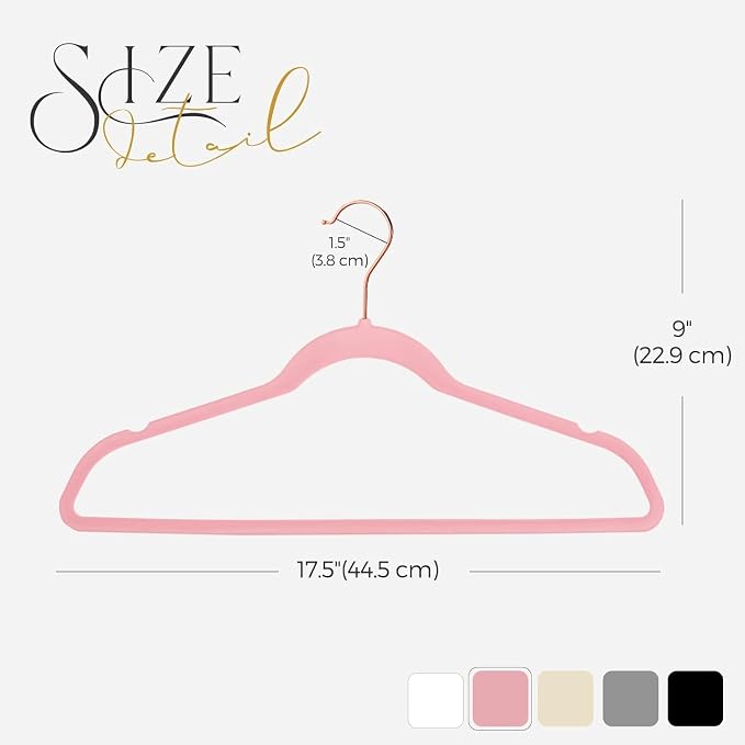 HOUSE DAY Lt Pink Velvet Hangers 300 Pack, Premium Clothes Hangers Non-Slip Felt Hangers, Sturdy Black Hangers Heavy Duty Coat Hangers, Durable Suit Hangers, Space Saving No Hanger Mark Rotating Hook - Image 5