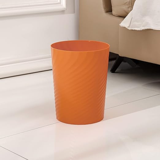 UUJOLY Plastic Trash Can Wastebasket, Garbage Container Basket for Bathrooms, Kitchens, Offices, Kids Rooms (Orange, 1 Pack) - Image 2