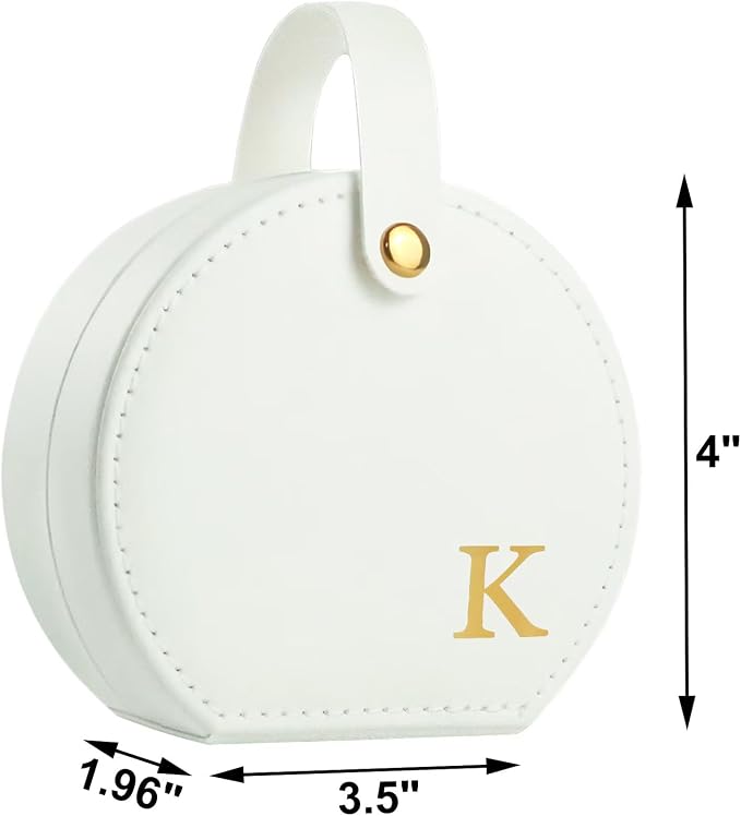 Travel Jewelry Case, Elegant Half-Moon Design with Golden Accents, Detachable Handle, White Personalized Accessory Organizer, Fashion-Forward Gift for Women and Teens(K) - Image 3