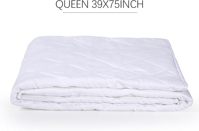 Newwiee 2 Pcs Queen Size Mattress Protector with Elastic Straps Slightly Waterproof Quilted Mattress Cover Pad Microfiber Mattress Topper Noiseless Fitted Mattress Bed Protector (75 x 39)