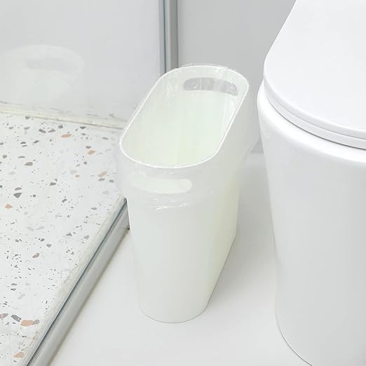 rejomiik Small Trash Can, 3.5 Gallon Slim Garbage Can Plastic Waste Basket with Handles Container Bin for Narrow Spaces Bathroom, Bedroom, Kitchen, Office at Home, White - Image 4