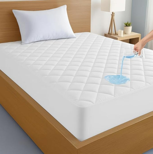 LUX Décor Twin XL Mattress Pad - Quilted Elastic Fitted Mattress Cover Protector Upto 16 Inches Deep Pocket - Soft Breathable Noiseless Mattress Topper (39 X 80)