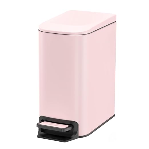 Cesun Small Bathroom Trash Can with Lid Soft Close, Step Pedal, 6 Liter / 1.6 Gallon Stainless Steel Garbage Can with Removable Inner Bucket, Anti-Fingerprint Finish (Pink) by Cesun
