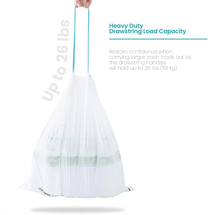 Home Zone Living 12 Gallon Kitchen Trash Bags with Drawstring Handles, Heavy Duty Custom Fit Design for Standard 45 to 50 Liter Kitchen Trash Cans, Code 45S, 60-Count - Image 5