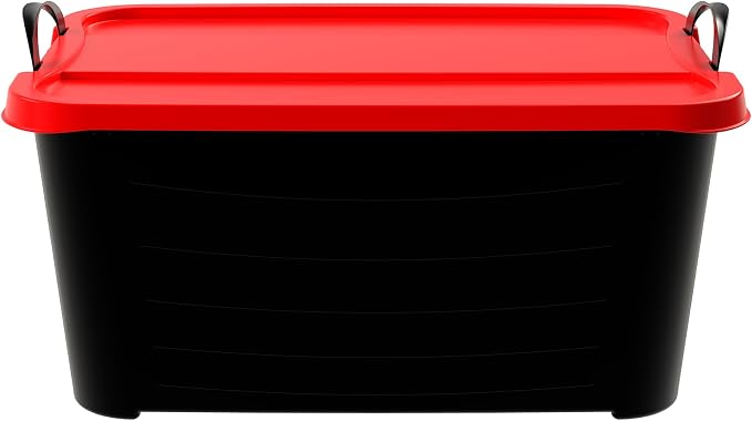 Life Story 6 Pack Heavy Duty Stackable Storage Bin, 55 Quart Home Organizer, Versatile Lightweight Locking Bins with Carrying Handles, Black/Red - Image 7
