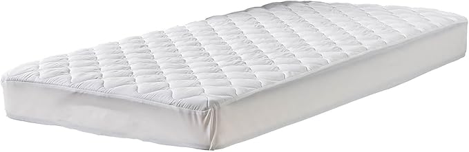 Waterproof Quilted RV Bunk Mattress Protector Pad for 30 x 75 Narrow Twin Camper Bed Padded Cot Size Matress Cover with Elastic Skirt White