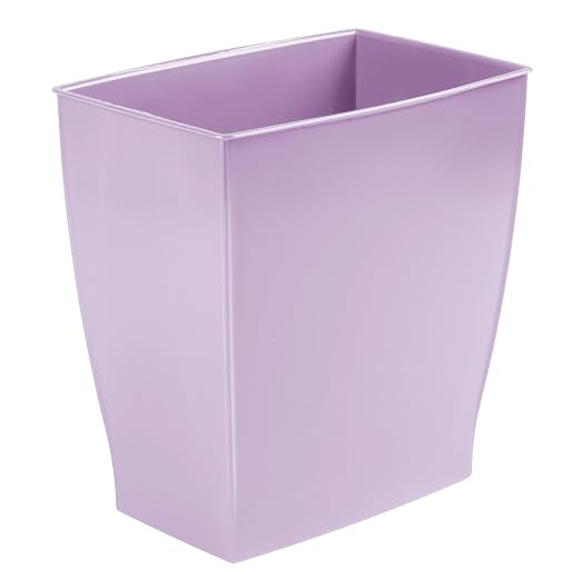 iDesign Small Plastic Bathroom Trash Can, Slim Rectangle Garbage Bin for Bedroom, Office, Dorm, Purple by iDesign