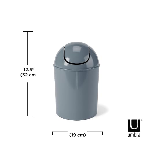 Umbra 1.25 Gallon Mini Waste Can with Removable Swing-Top Lid - Small Garbage Bin for Kitchen, Bathroom, Bedroom, Office - Compact Trash Can Fit Under Tables & Counters - Slate Blue - Image 4