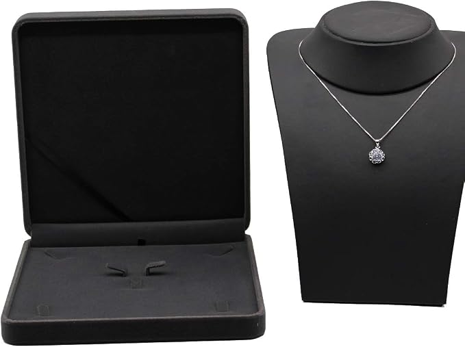 Jewelry Set Velvet Box Necklace Earring Ring Necklace Bracelet Gift Display Case Wedding Jewelry Storage Holder (Deep Gray) - Image 2