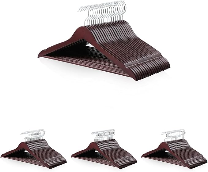 Amazon Basics Durable Wooden Suit Clothes Hangers - Cherry (Pack of 80) by AmazonBasics