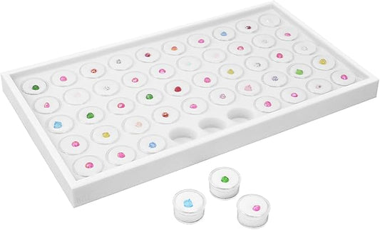 Ikee Design 50 White Foam Gem and Bead Storage Jars Showcase Stackable Display Tray Storage Box for Collectibles, Home Organization, 14.75 W x 8.25 D x 1 H in by IkeeDesign
