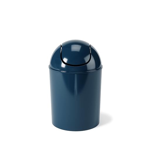 Umbra 1.25 Gallon Mini Waste Can with Removable Swing-Top Lid - Small Garbage Bin for Kitchen, Bathroom, Bedroom, Office - Compact Trash Can Fit Under Tables & Counters - Dark Blue - Image 5