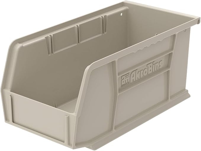 Akro-Mils 30230 AkroBins Plastic Storage Bins, Space-Saving Stackable Bins for Garage, Pantry, Craft Organization, 11" x 5" x 5", Stone, 12-Pack - Image 10
