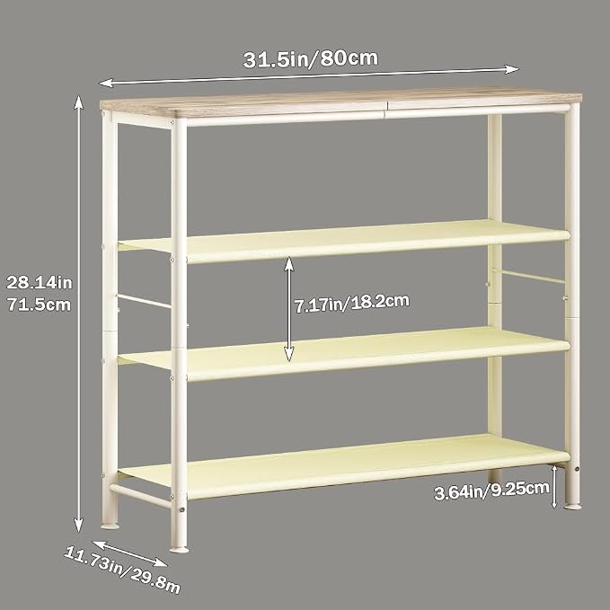 INGIORDAR Shoe Rack Organizer 5 Tier Metal Organizer Shelf with Industrial MDF Board and Layer Fabric for Entryway Closet Bedroom Living Room Garage (White, 4 Tier) - Image 3