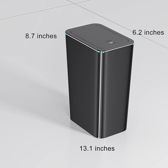 N. NETDOT 3 Pack 10 L/2.6 Gal Bathroom Trash Can with Lid, Small Kitchen Trash Bin with Press Type Lid, Black Trash Can/Slim Garbage Cans/Trash Bin/Waste Basket for Bathroom,Kitchen,Office,Bedroom - Image 6