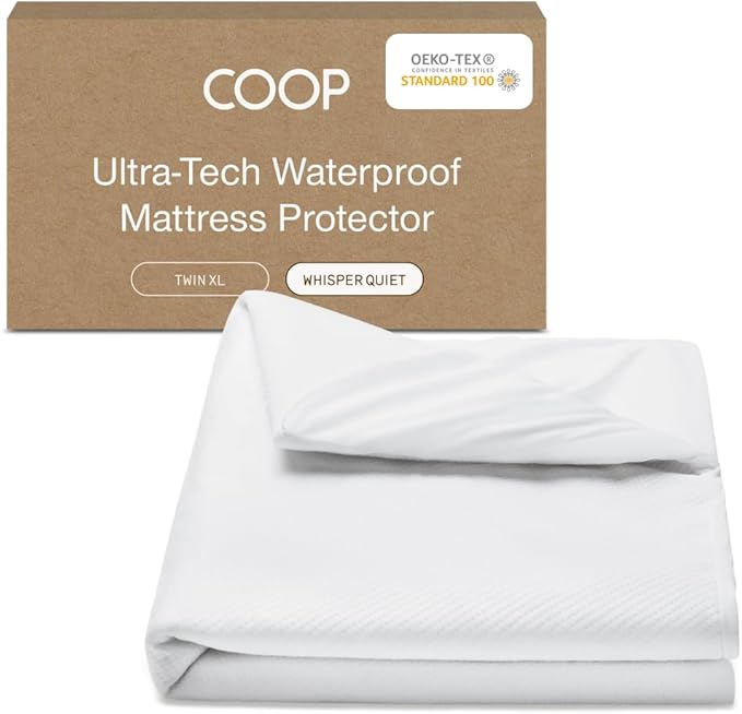 Coop Home Goods Ultra-Tech Waterproof Mattress Protector Twin XL, Smooth Top Mattress Pad, Waterproof Cover, Up to 18 Inches Deep, Machine Washable, Noiseless Comfort, Twin XL (39x80)
