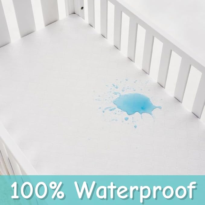 American Baby Company 2 Pack Waterproof Fitted Mini Crib Mattress Protector 38" x 24" - Quilted, Noiseless, Ultra-Soft & Breathable Pack n Play and Mini Crib Mattress Cover