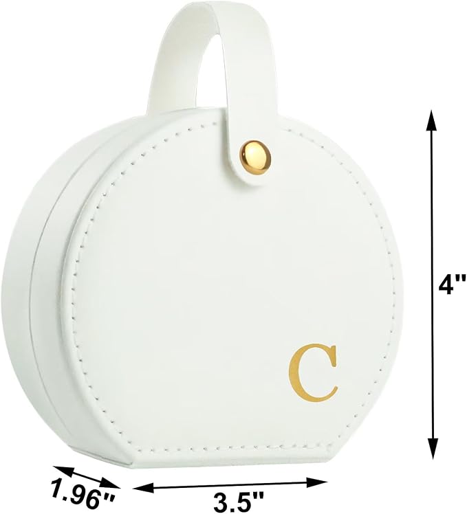 Travel Jewelry Case, Elegant Half-Moon Design with Golden Accents, Detachable Handle, White Personalized Accessory Organizer, Fashion-Forward Gift for Women and Teens(C) - Image 3