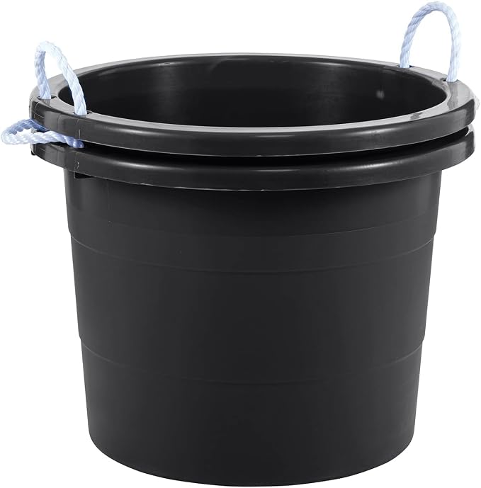 United Solutions 19 Gallon Rope Handle Tub, 2-Pack, Heavy-Duty Organization and Easy-Access Storage Tub, Multi-Purpose, Made with Rugged Plastic, Black by UNITEDSOLUTIONS
