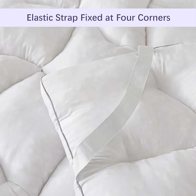 Memory Foam Mattress Topper King Pressure-Relieving Bed Topper with Secure Strap Design for Back Pain, Soft and Supportive, Shredded Memory Foam