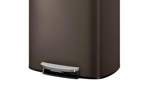 Garvee 13 gal / 50 L Metal Kitchen Trash Can with Lid, Large Rustproof Garbage Can for Kitchen, Step-on Trash Bin with Inner Bucket, Rear Handle, Soft Close Lid, Brown - Image 8