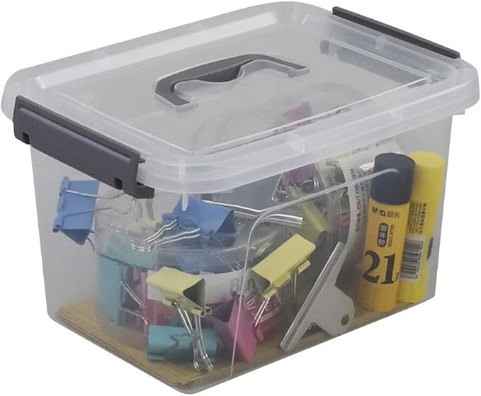Bringer 6-Pack 5 L Clear Plastic Storage Box, Small Storage Latch Bin