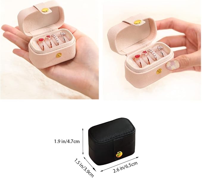 Travel Jewelry Ring Case,Small Jewelry Ring Box,Ring Holder,Mini Jewelry Case Portable Storage Case, for Women Girls, for Travel,Business,Wedding,Bridesmaid Gift (Black) - Image 2