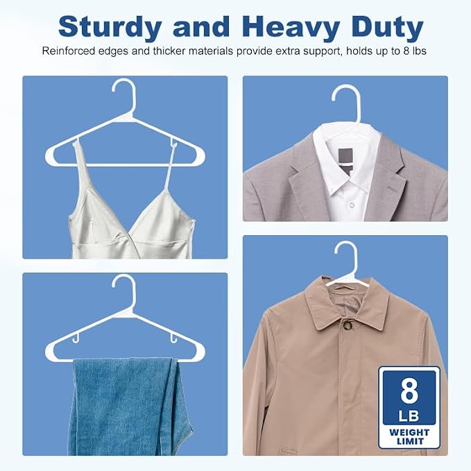 HOUSE DAY 1000 Pack Plastic Clothes Hangers, Commercial Bulk Shipment for Business, Sturdy Durable Lightweight Hanger White Ideal for Retail Dry Cleaners Warehouses, Save Cost & Warehouse Space - Image 5
