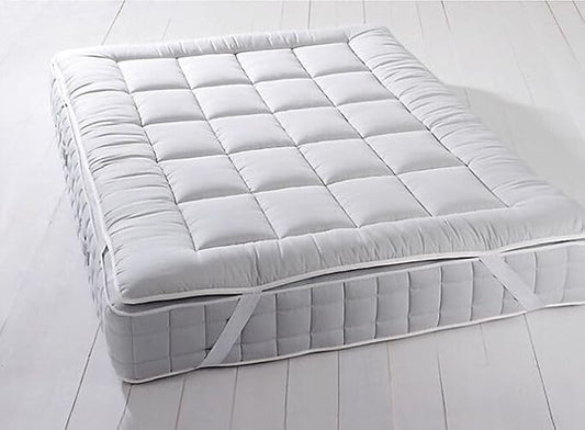 Royal Hotel Bedding Plush Mattress Topper, Split King, Consist of 2 Twin XL Toppers for Adjustable King Bed, 2 Inches Hypoallergenic Overfilled Down Alternative Anchor Bands Mattress Topper